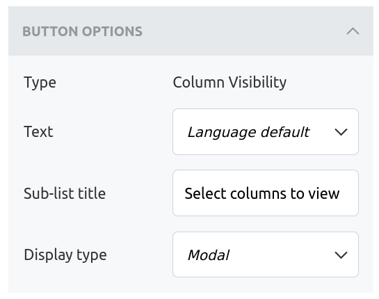 Button configuration in CloudTables